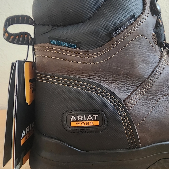 NEW Ariat Mens Treadfast 6" Steel Toe Waterproof Work Boots Dark Brown Size 12 - Picture 2 of 16